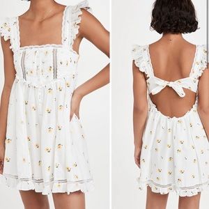 NWT For Love & Lemons Leanne Mini Floral Dress in White Medium